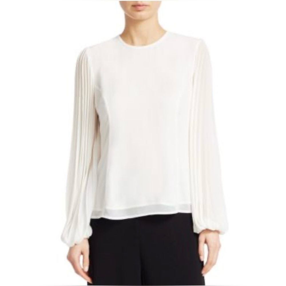 Zimmermann “Sunray” Pleated-Sleeve Blouse in White Size 2